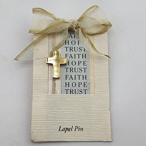 Nos Russ‎ Cross Lapel Pin 14k Gold Plated